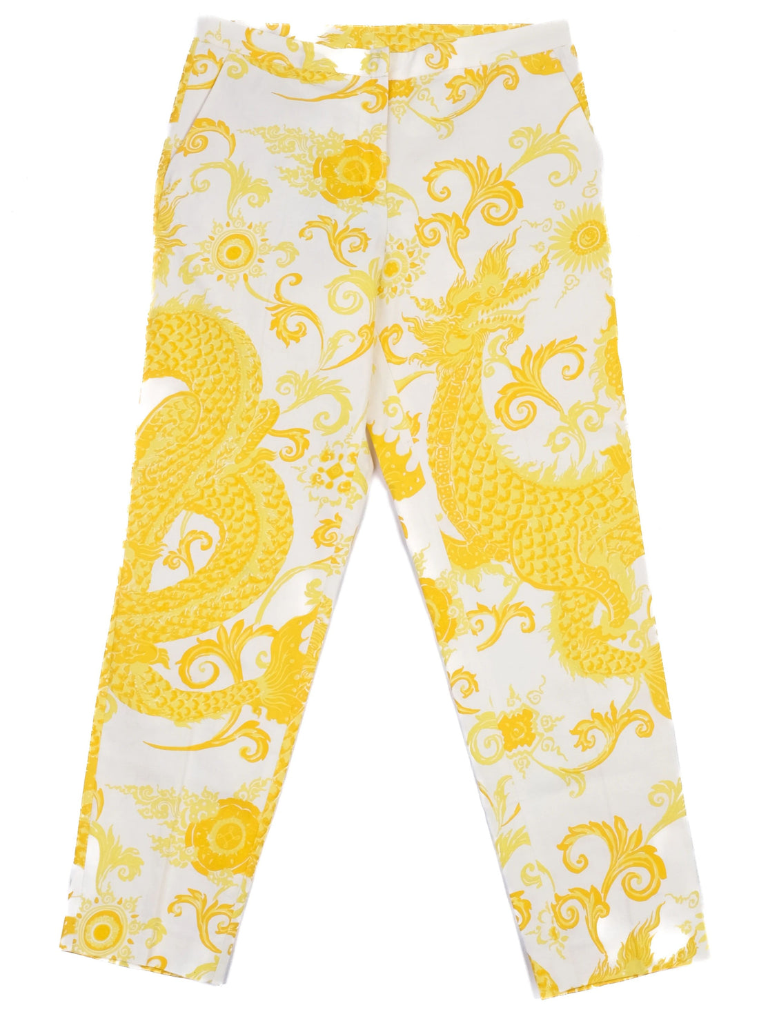 NEW By Malene Birger Yellow Dragon Print Cotton Pants Size XS