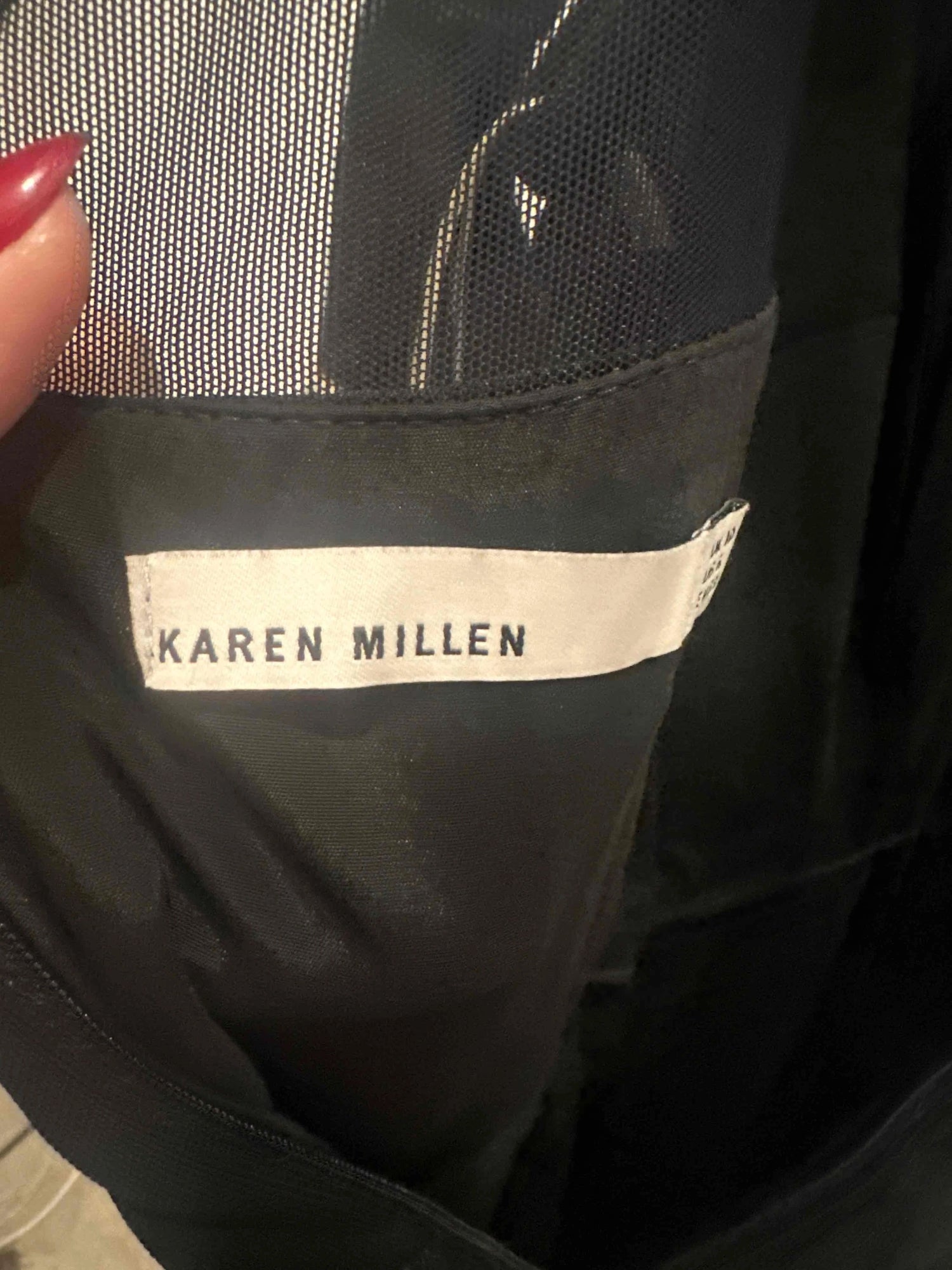 Excellent Karen Millen Black Viscose Dress Size M with Peplum Detail