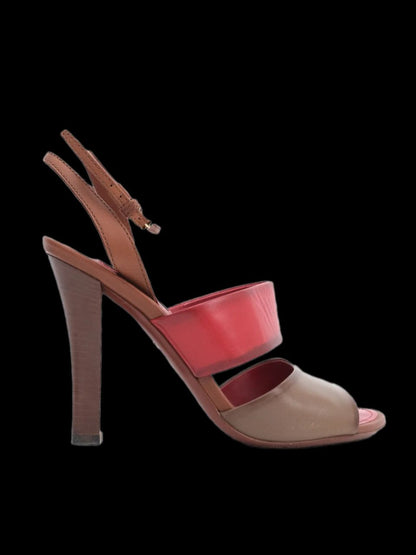 Good Louis Vuitton Red Leather High-Heeled Sandals Size 36.5