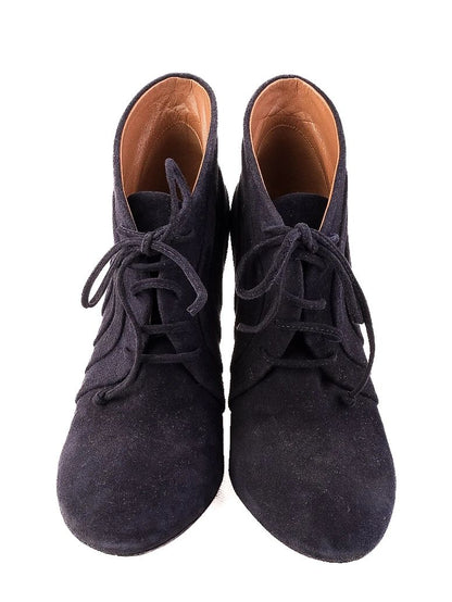 Excellent Alaia Blue Leather High-Heeled Ankle Boot Size 36.5