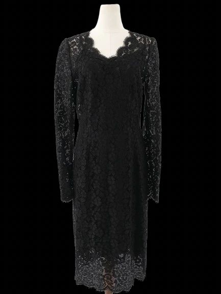 Perfect Dolce Gabbana Black Lace Dress Size L Floral Design