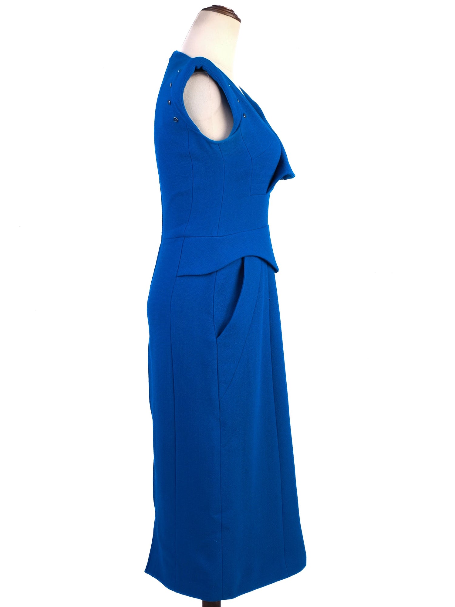 Excellent Antonio Berardi Blue Wool Sleeveless Dress Size M