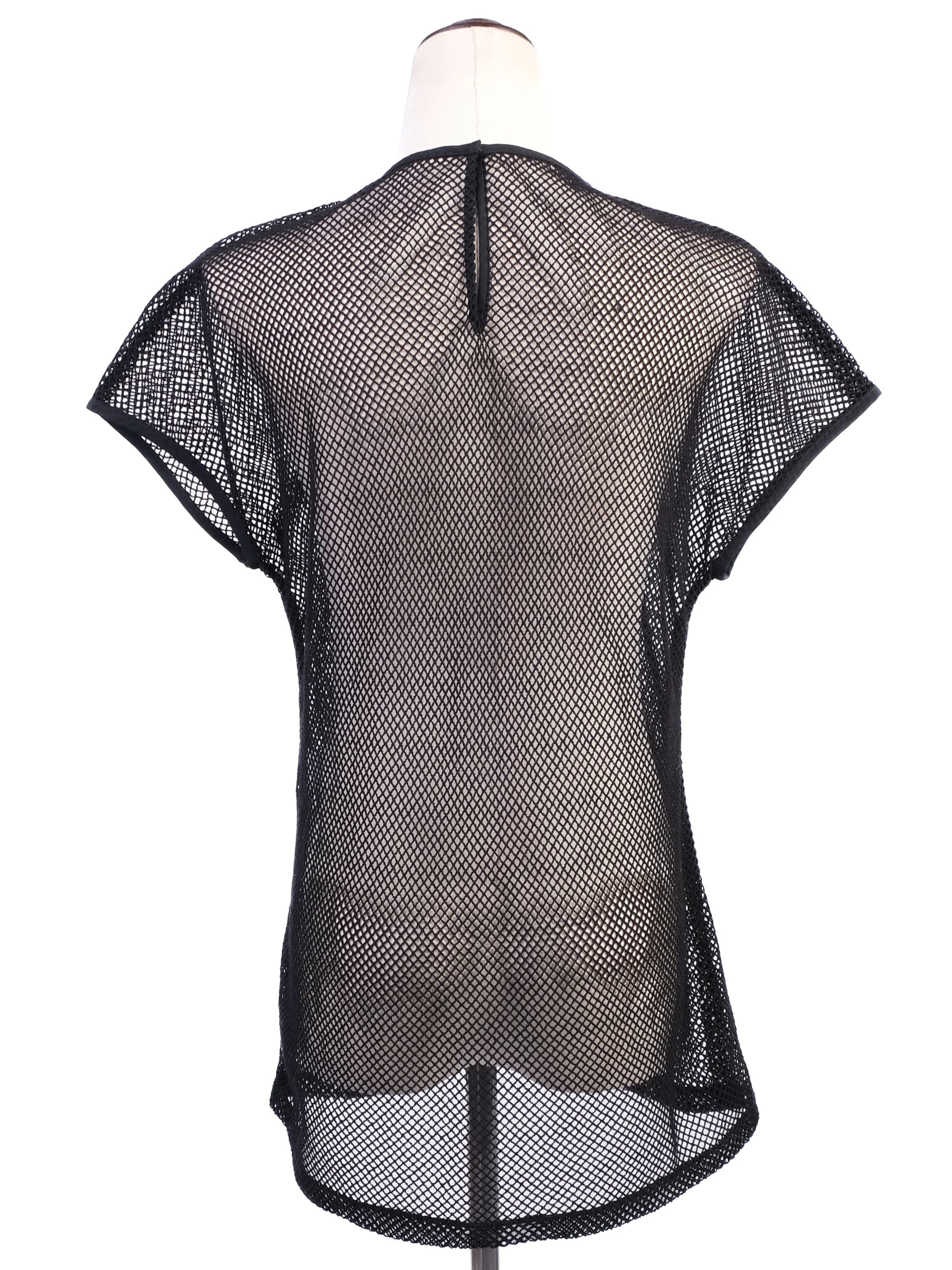 Excellent Dolce Gabbana Black Mesh T-Shirt Size M Silk