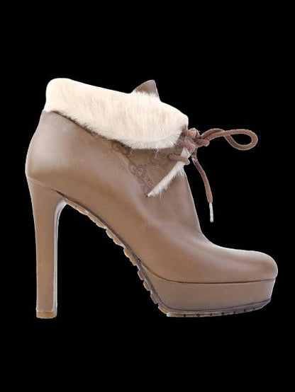 Excellent Gucci Orange Leather High-Heeled Ankle Boots Size 36
