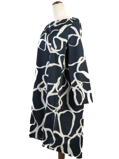 NEW Cos Black Dress with White Abstract Pattern Size L