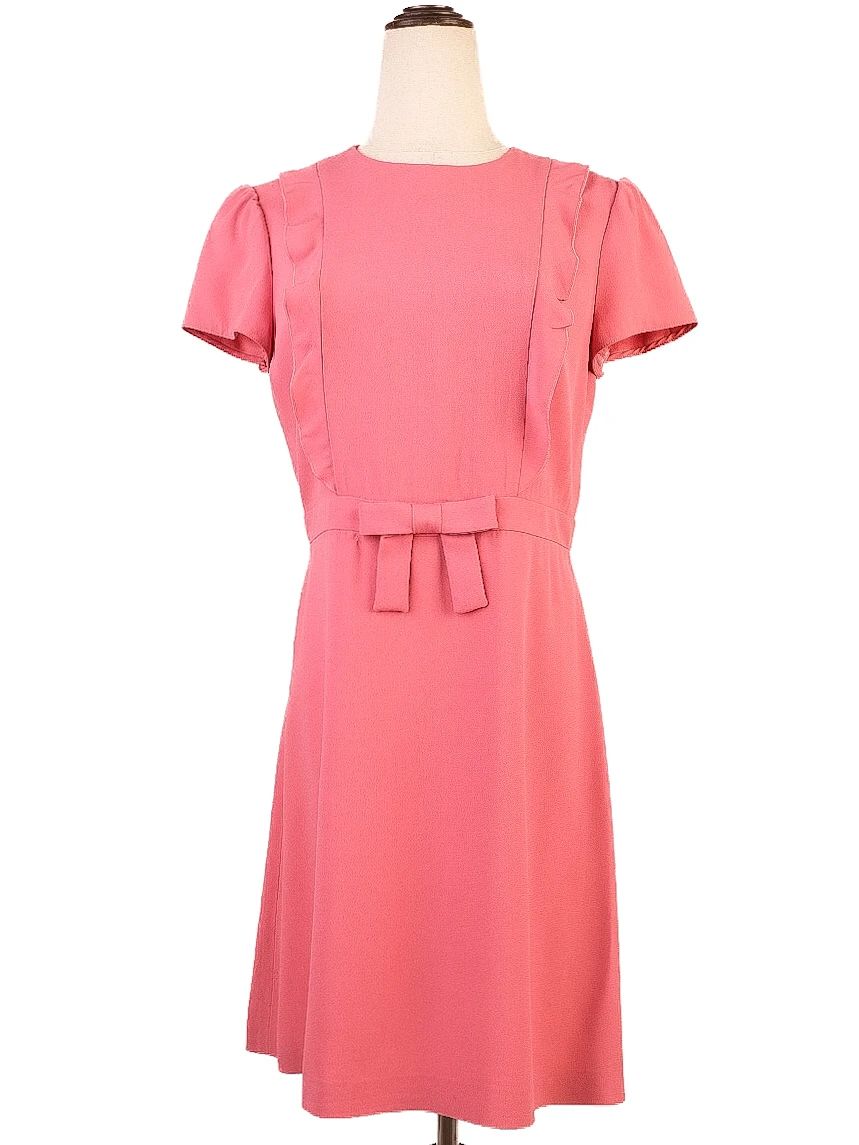 Excellent Valentino Pink A-Line Dress with Ruffle Details Size L