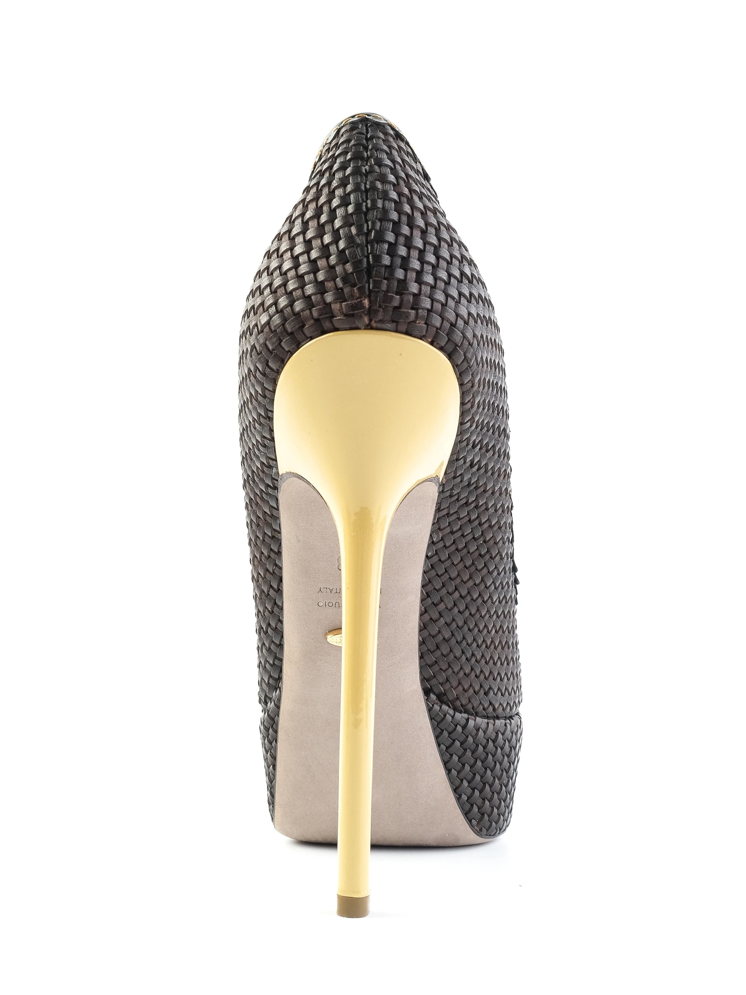 NEW Sergio Rossi Black Leather High-Heeled Shoes Size 38