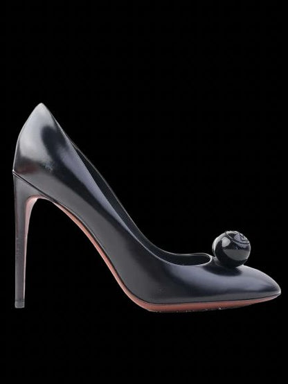 Excellent Louis Vuitton Black High-Heeled Shoes Size 38.5 Leather
