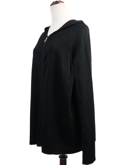 Excellent Marina Rinaldi Black Hooded Jacket XL Viscose YKK Zipper