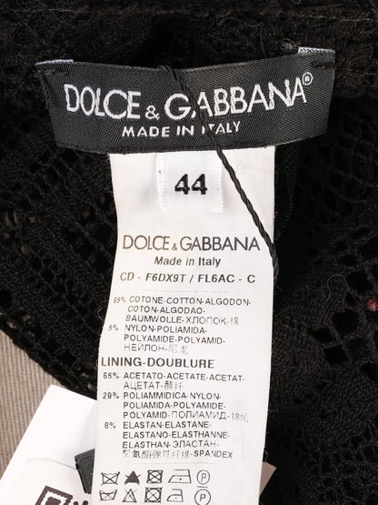 EXCELLENT Dolce Gabbana Black Lace Dress Size XL Floral Pattern