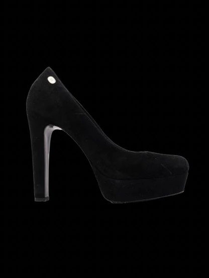 R&amp;Renzi Black Genuine Suede High-Heeled Shoes Size 38