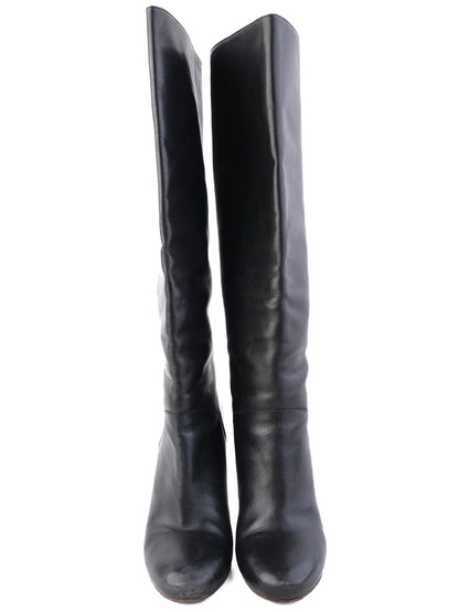 Excellent Marc Jacobs Black Leather Knee-High Boots with High Heel