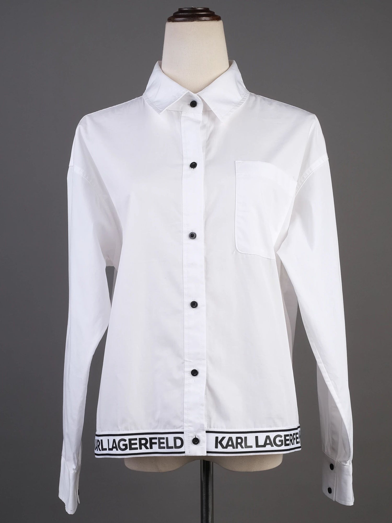 Excellent Karl Lagerfeld White Cotton Button-Up Shirt Size S