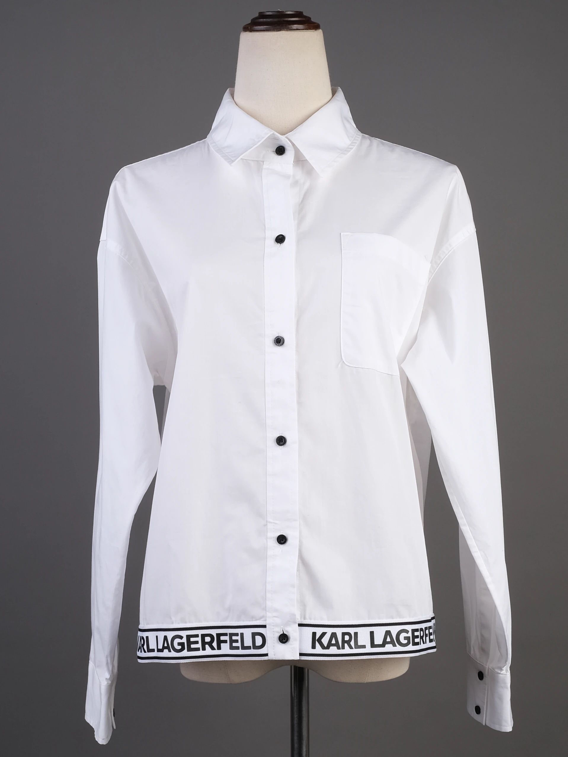 Excellent Karl Lagerfeld White Cotton Button-Up Shirt Size S