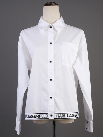 Excellent Karl Lagerfeld White Cotton Button-Up Shirt Size S