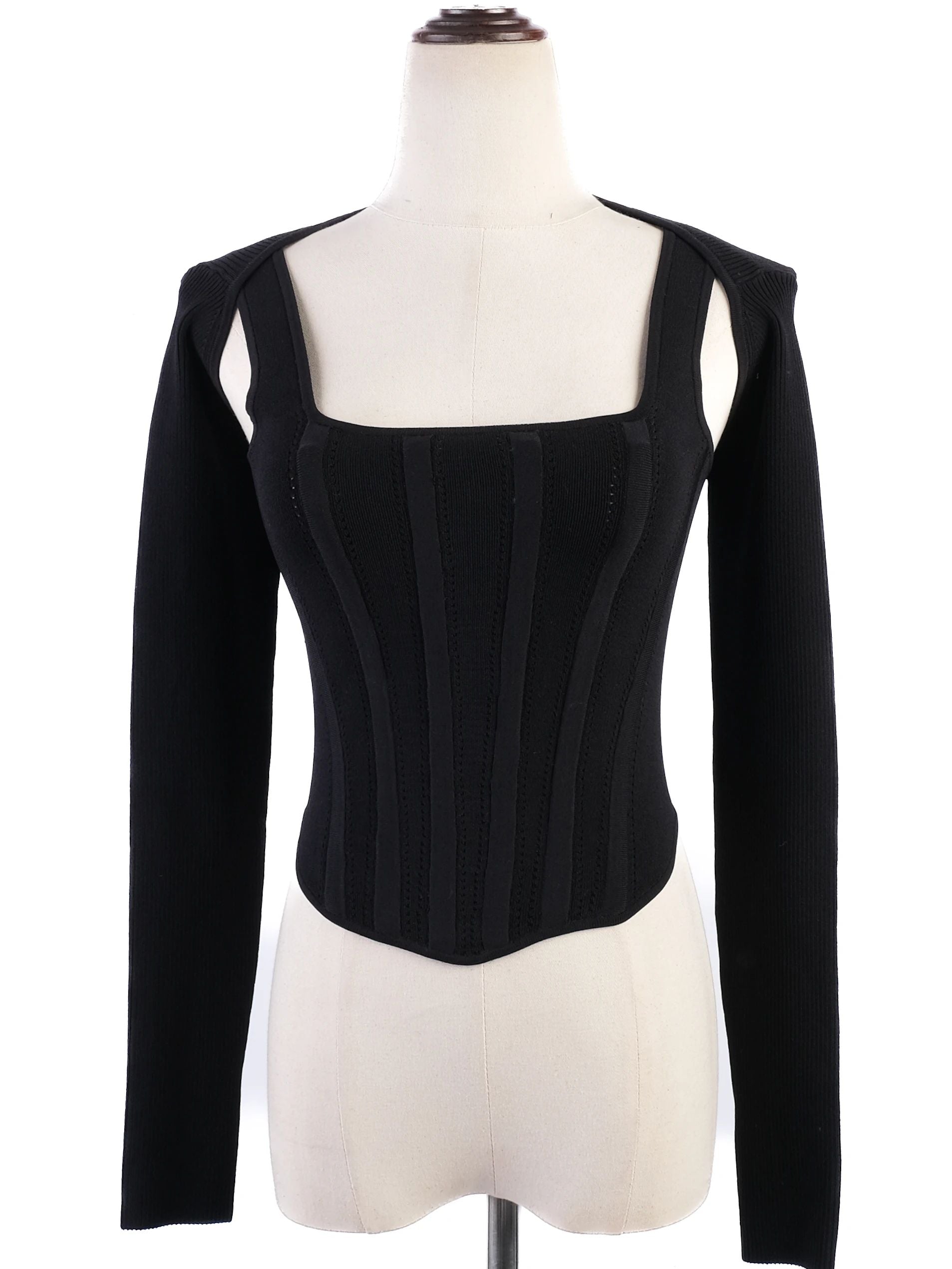 NEW Dion Lee Black Corset-Style Top Size XS Viscose Structured Design