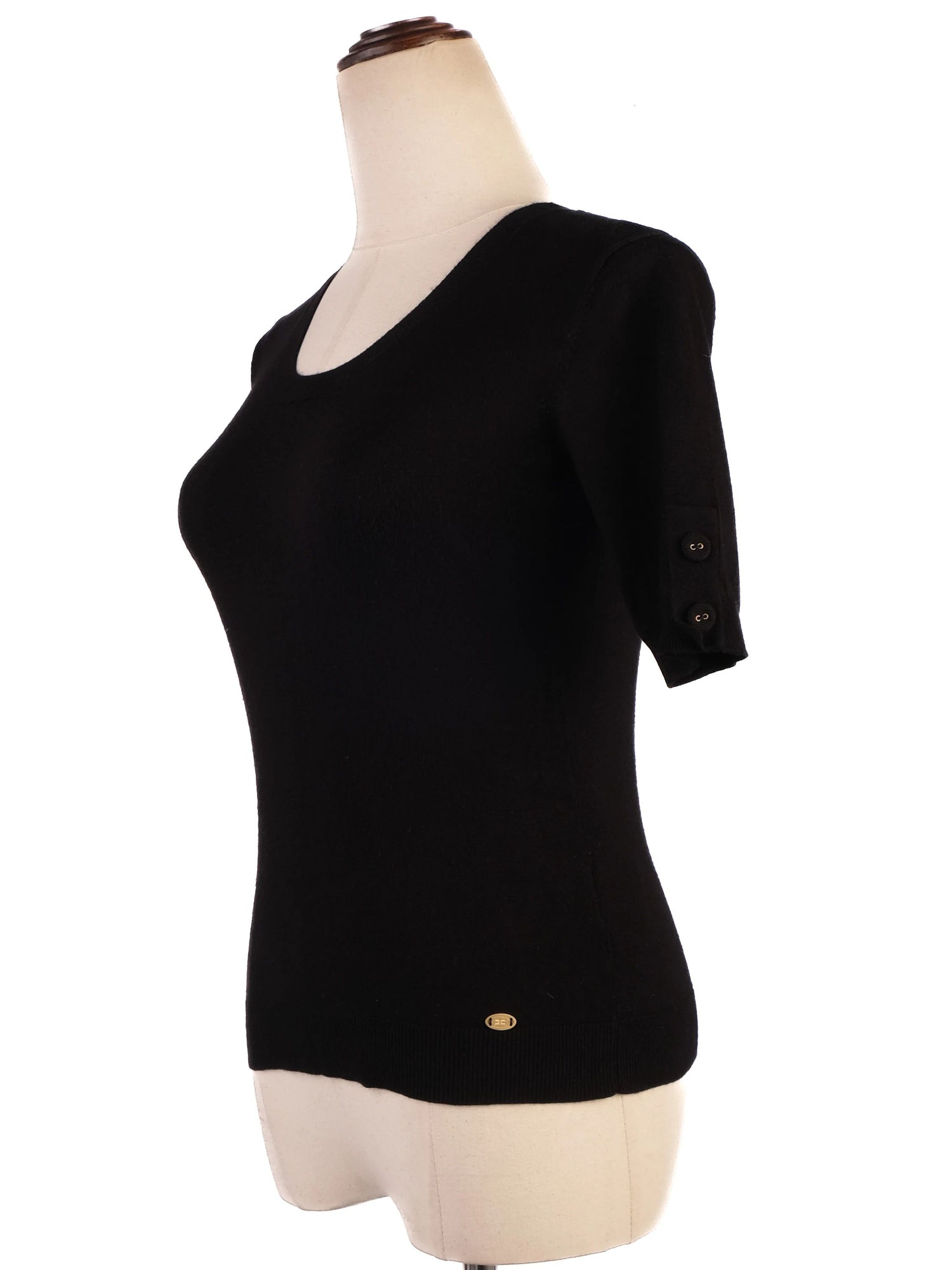 Elisabetta Franchi Black Knit Top Size S Excellent Condition