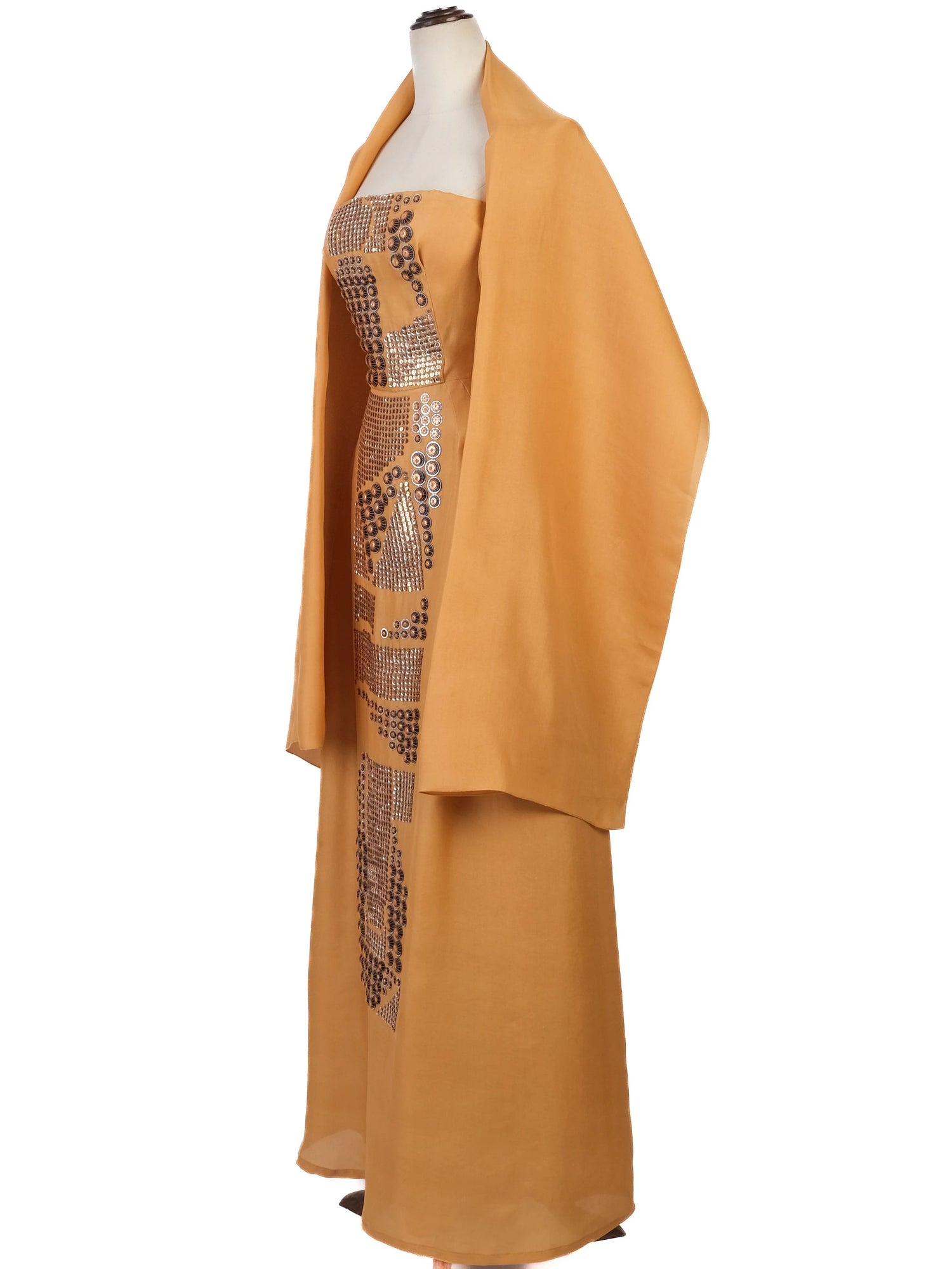 Excellent Missoni Yellow Silk Strapless Evening Gown Size M