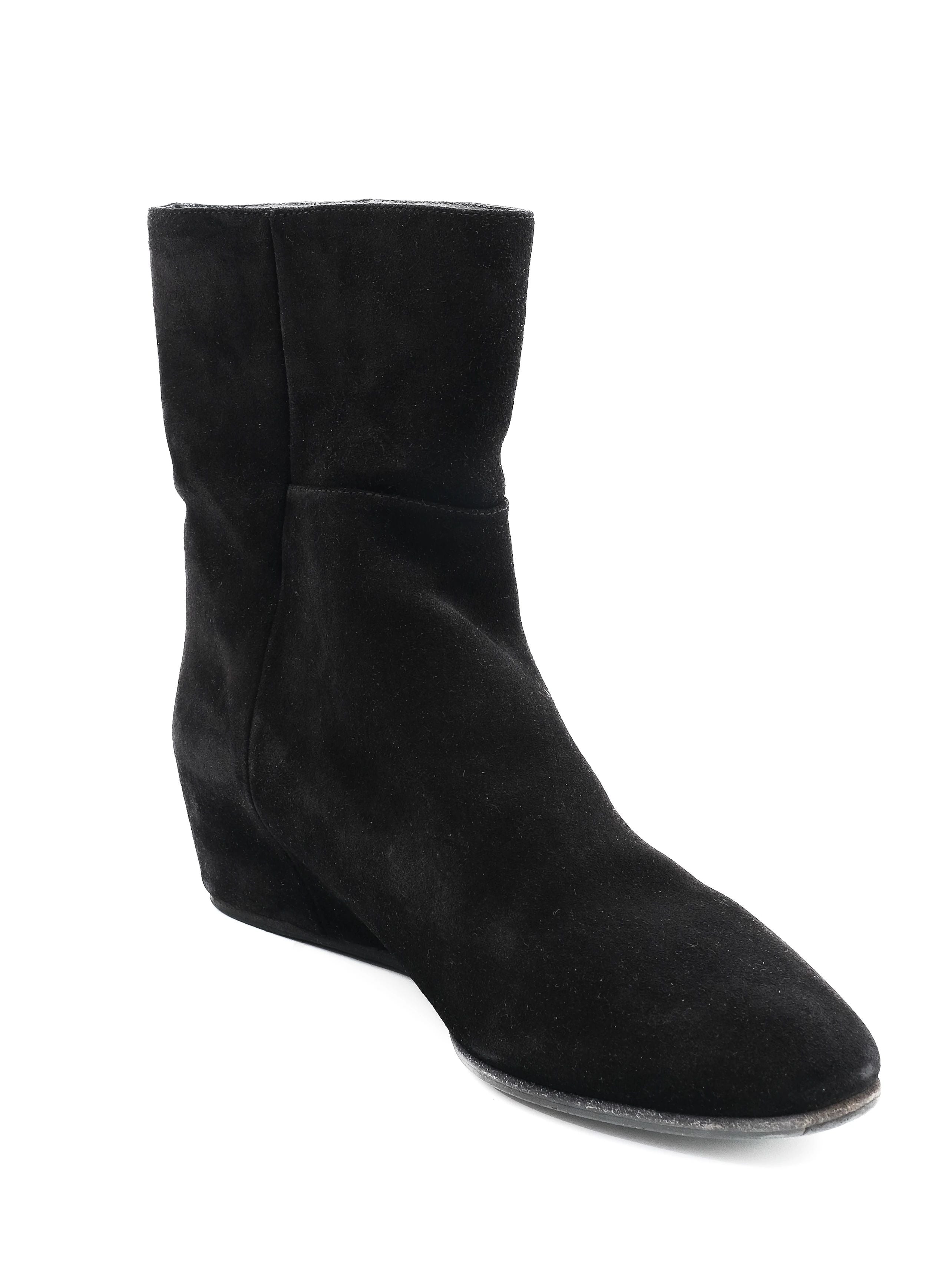 Jimmy Choo Black Leather Wedge Boots Size 39 Women Excellent Condition