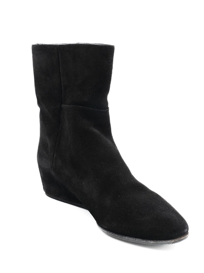 Jimmy Choo Black Leather Wedge Boots Size 39 Women Excellent Condition