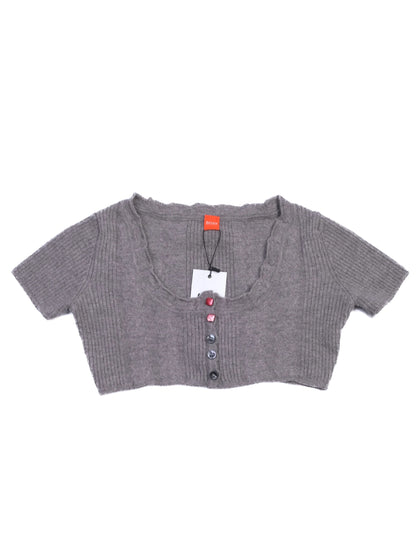 Excellent Hugo Boss Gray Wool Cropped Cardigan Size S