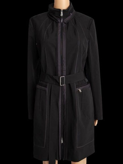 Good Elie Tahari Black Polyester Trench Coat with Belt Women&