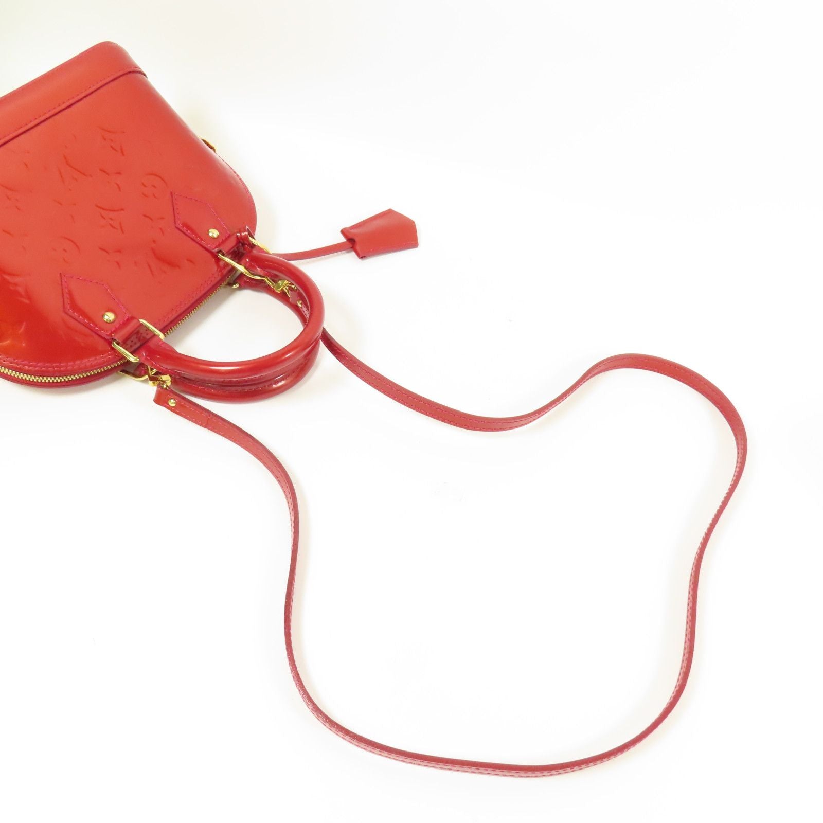 Louis Vuitton Vernis Alma Bb Gold Hand-rolled Shoulder Bag Red Red 2way Shoulder Bag M 91606