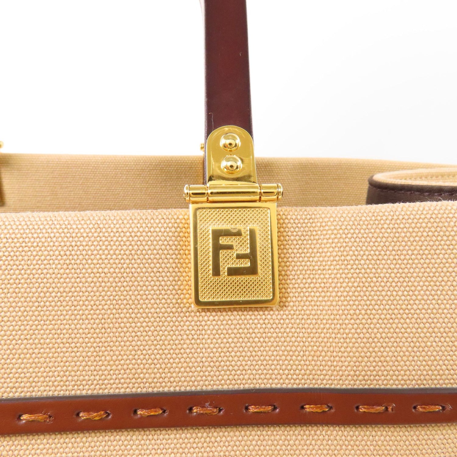 Fendi Canvas Sunshine Medium Gold Hand-handed Bag For Shoulders And Backs 2way Shoulder Bag Brown Canvas 8bh 386