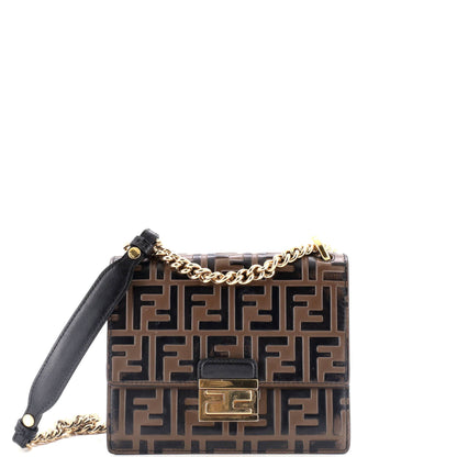 Fendi Kan U Shoulder Bag Zucca Embossed Leather Small