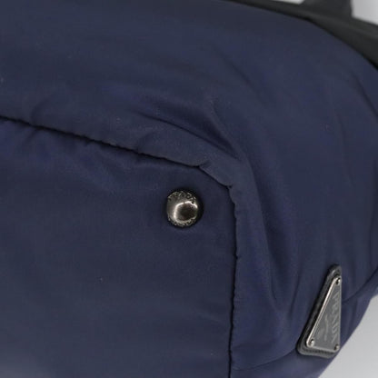Prada Hand Bag Nylon Navy Silver Auth