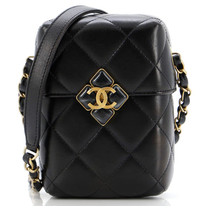 Chanel Diamond Lock Cc Phone Holder Crossbody Bag Quilted Lambskin Mini