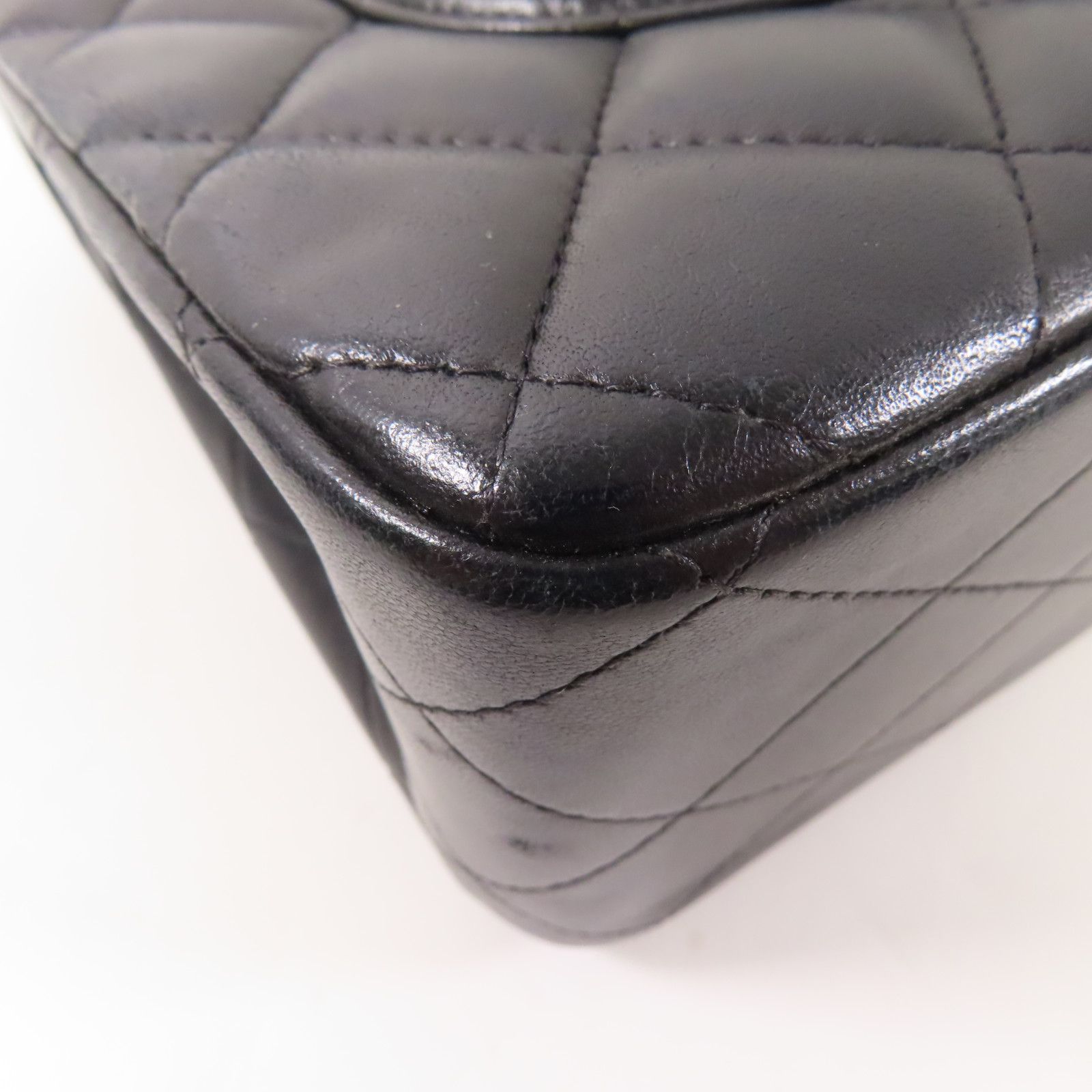 Chanel Black Sheepskin Leather Large Classic Golden Cross Shoulder Back Bag Lambskin (sheep Leather)