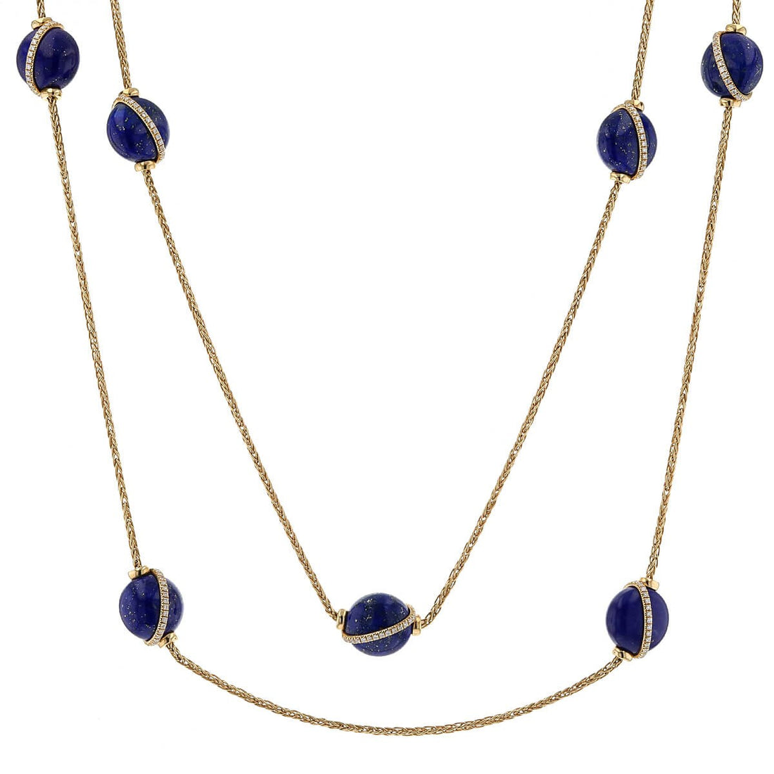 Fred Baie des Anges lapis lazuli, diamonds and gold necklace