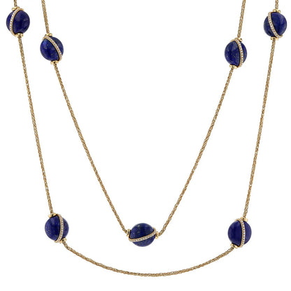 Fred Baie des Anges lapis lazuli, diamonds and gold necklace