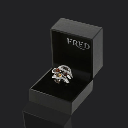 Fred diamonds, quartz, garnet and gold ring