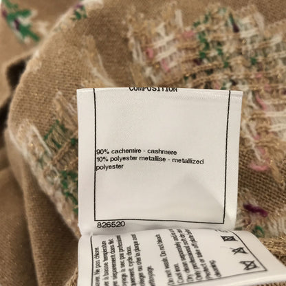 Chanel Floral Knit Cardigan Set Ensemble Brown Cashmere 36