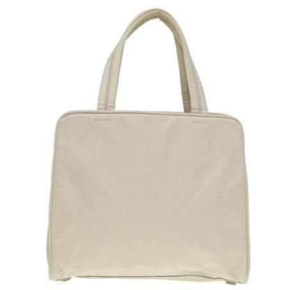 Prada Hand Bag Nylon Beige Silver Auth