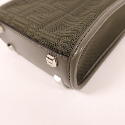 Fendi Needle Woven Fabric Sunshin Silver Handmade Shoulder And Back Bag 2way Shoulder Bag Khaki Green Other Knit 8bs 05