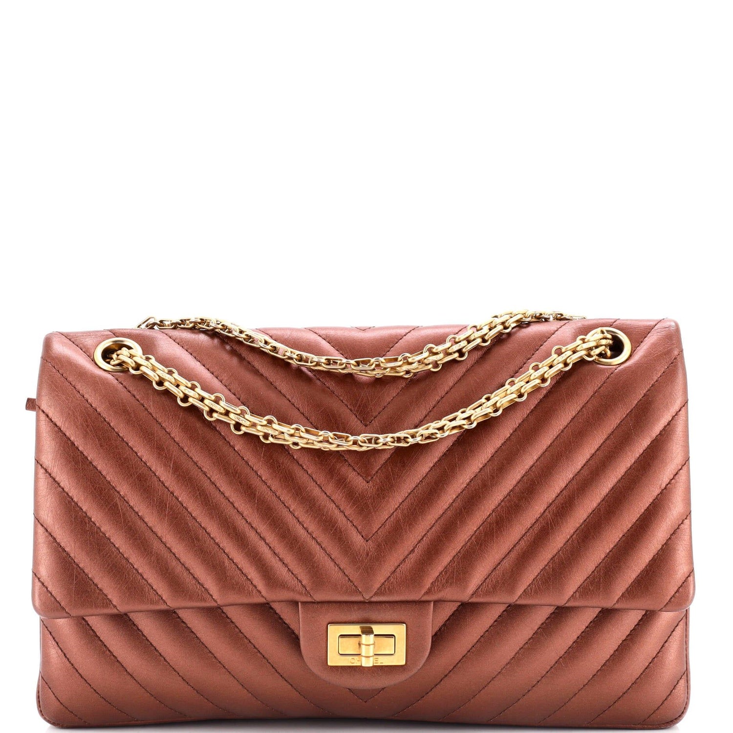 Chanel Reissue 2.55 Flap Bag Chevron Metallic Aged Calfskin 226