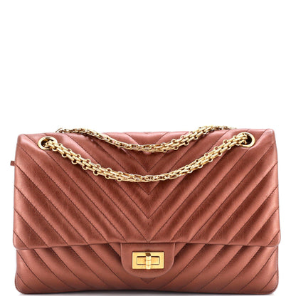 Chanel Reissue 2.55 Flap Bag Chevron Metallic Aged Calfskin 226