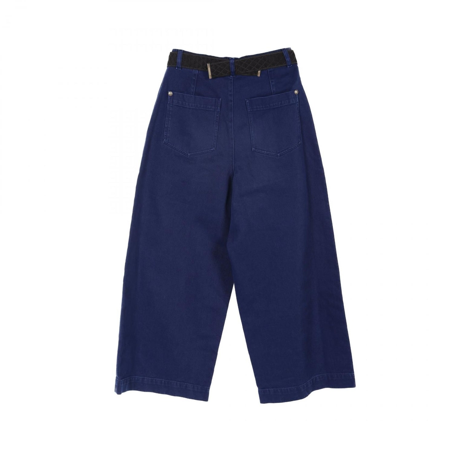 Chanel Navy With Matelasse Ribbon Denim Pants Cotton P 58416v 44378