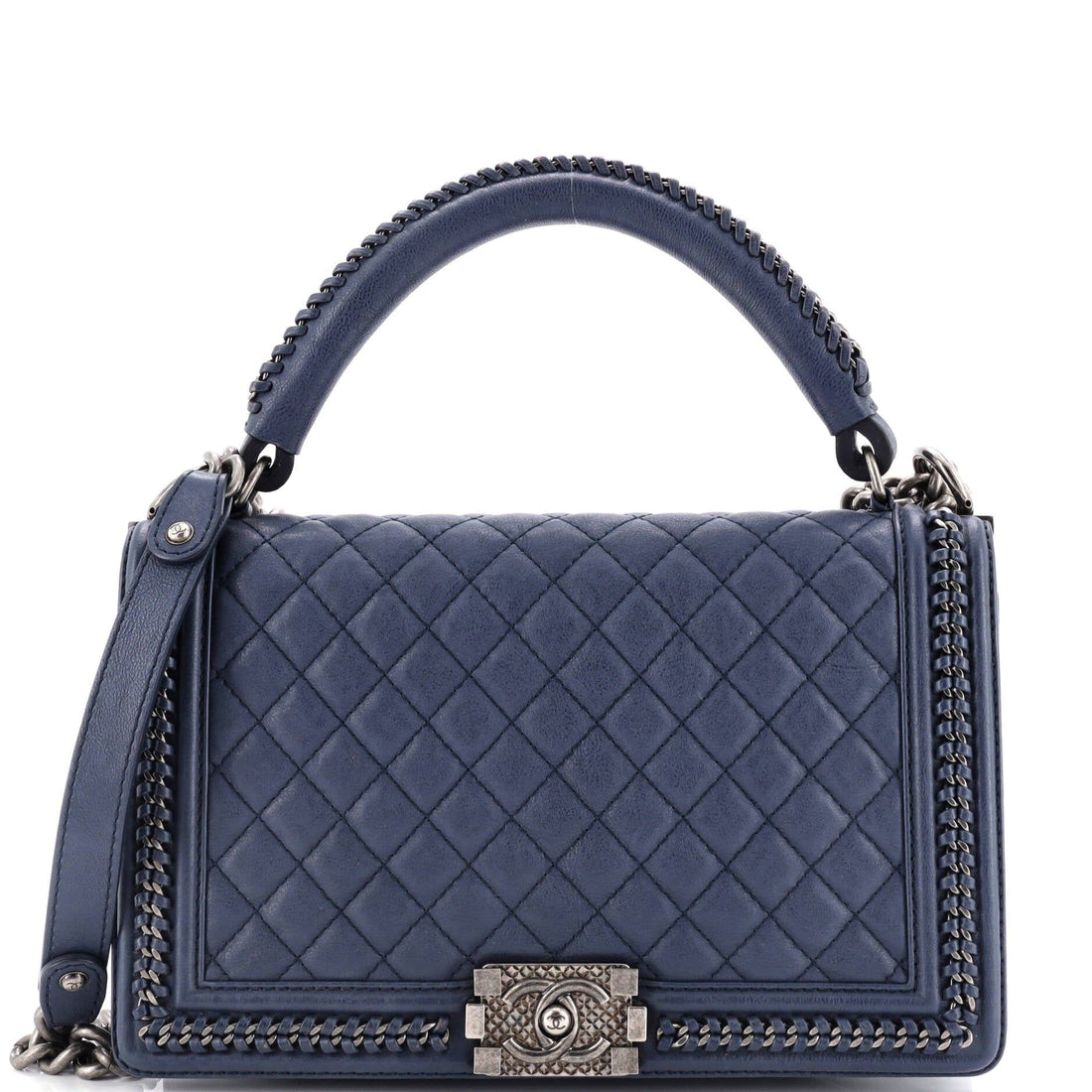 Chanel Chain Handle Boy Flap Bag Quilted Calfskin New Medium