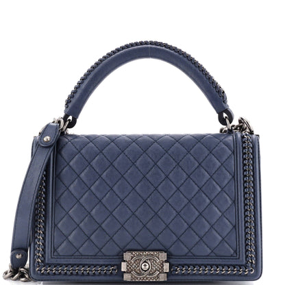 Chanel Chain Handle Boy Flap Bag Quilted Calfskin New Medium
