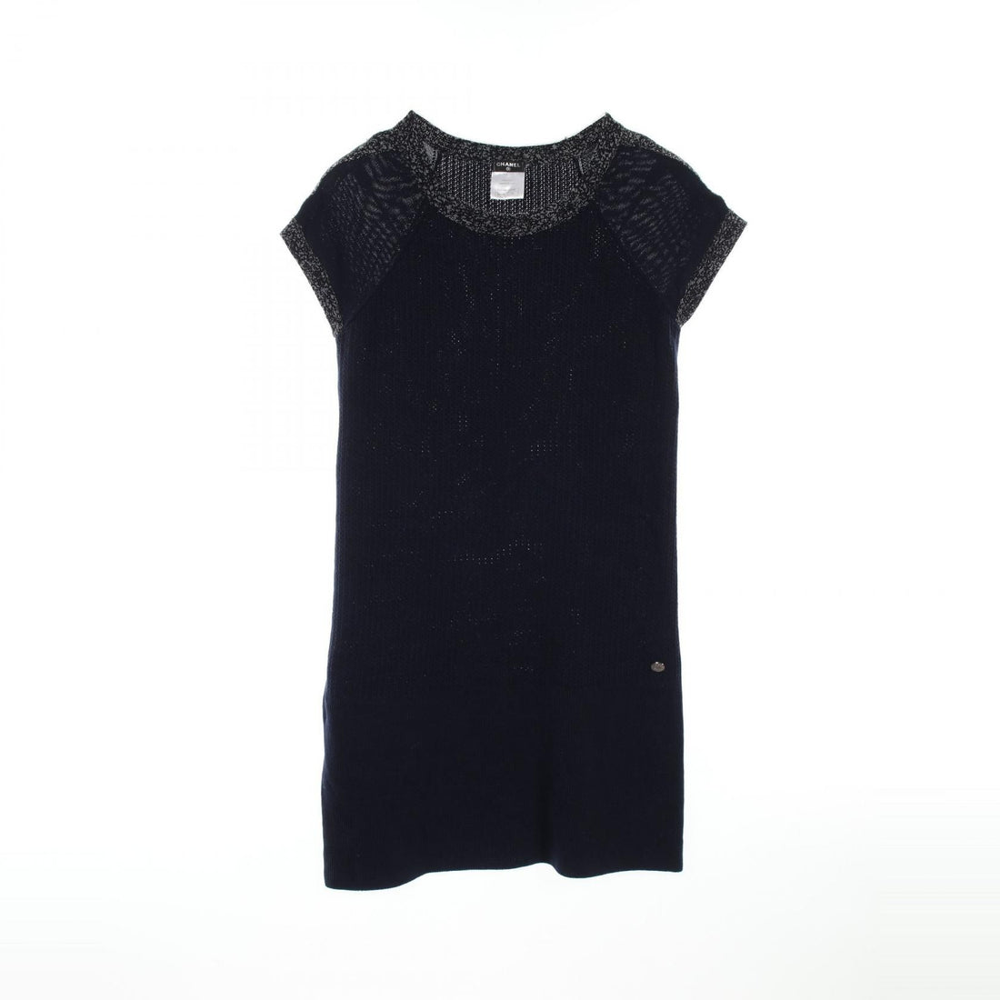 Chanel Navy Black White Coco Mark Dress Cotton P 43319