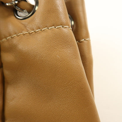 Chanel Brown Beige Lacquered Leather Bag Lambskin