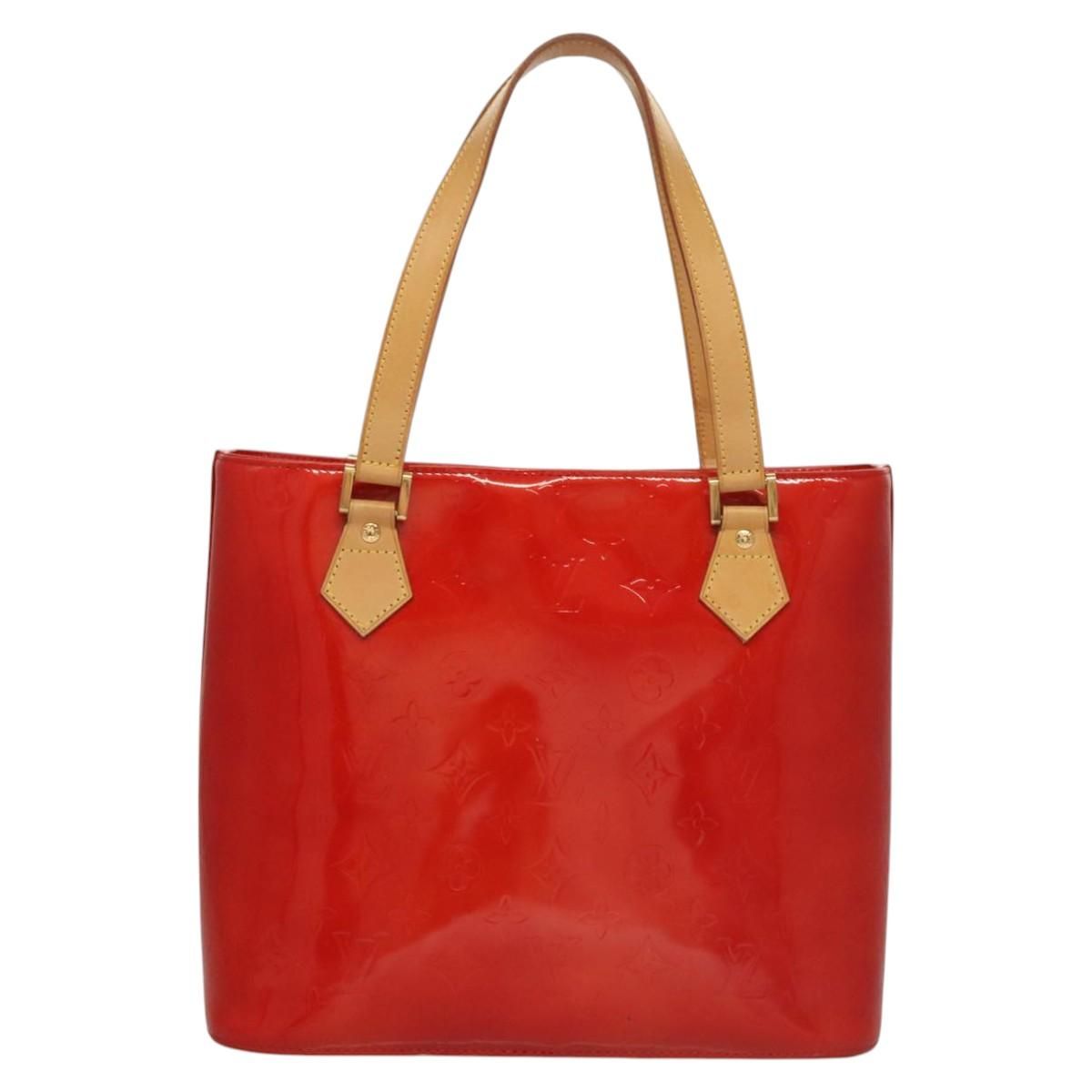 Louis Vuitton Vernis Houston Hand Bag Red M 91092 Lv Auth