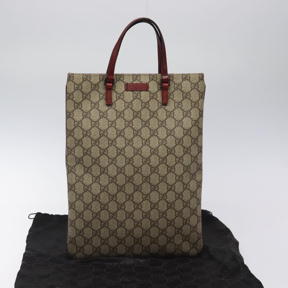 Gucci Gg Supreme Hand Bag Pvc Leather Beige 117551 Auth