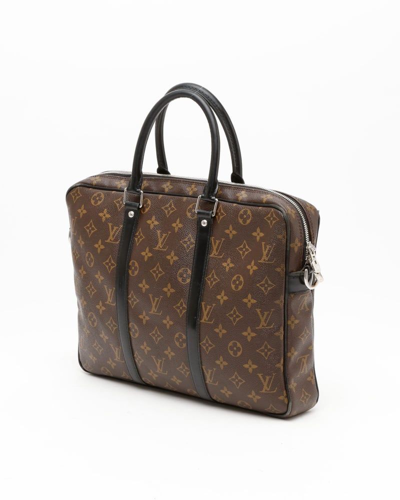 Louis Vuitton Porte Documents Voyage Monogram Macassar Briefcase
