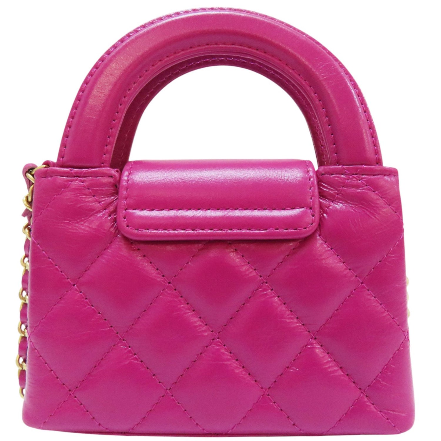 Chanel Matelasse Shoulder Handbag Calfskin Pink Gold Metal