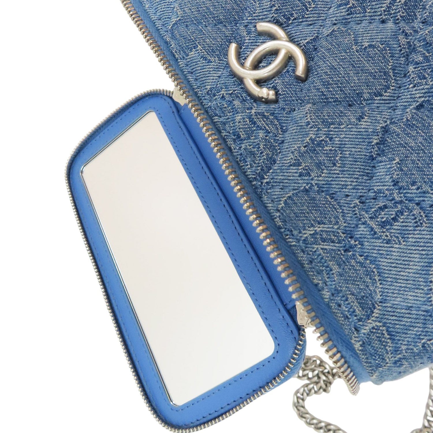 Chanel Sweetheart Small Vanity Case Shoulder Bag Denim Blue